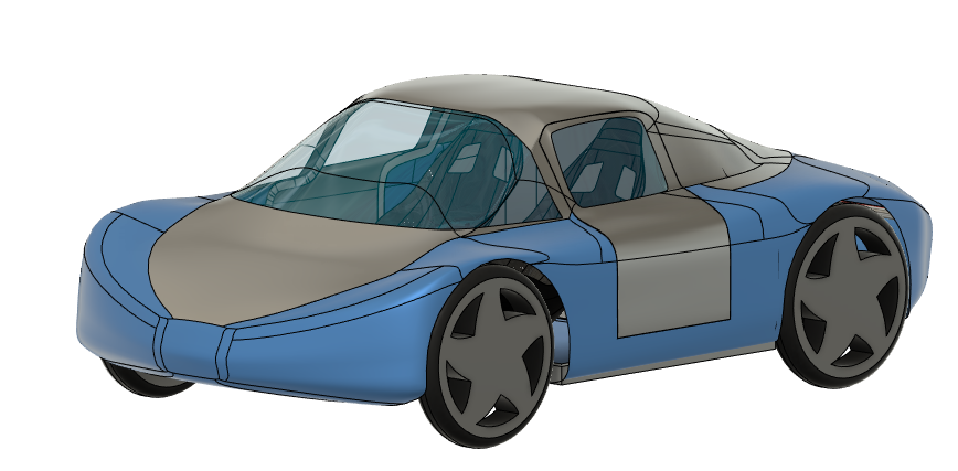 小型电动汽车造型3D数模图纸 STEP格式